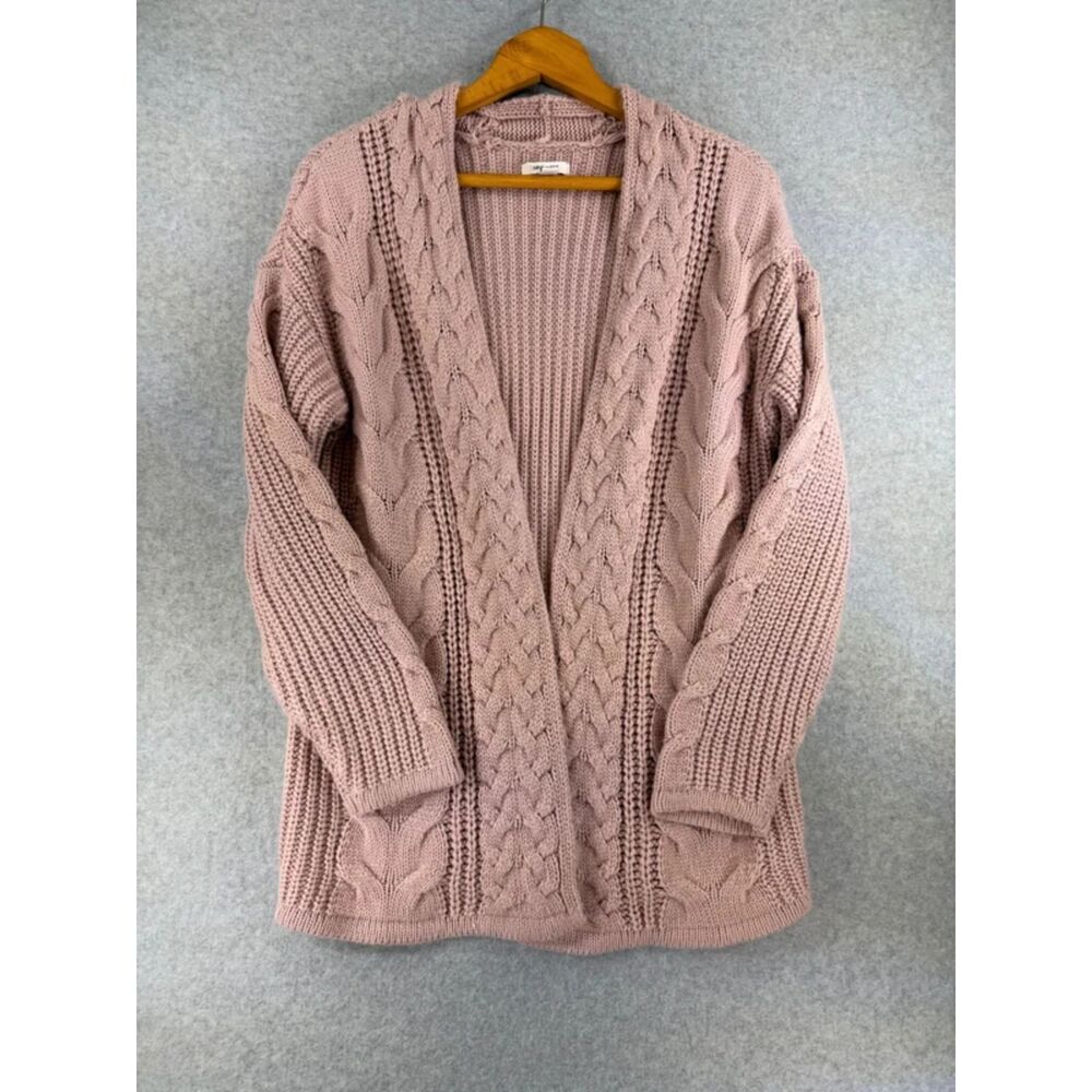Nine West Women’s Medium Mauve Pink Cable Knit Open Front Cardigan 3617